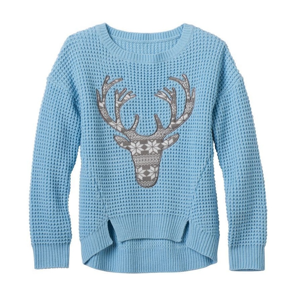 Sugar Rush Blue Chunky Reindeer Sweater